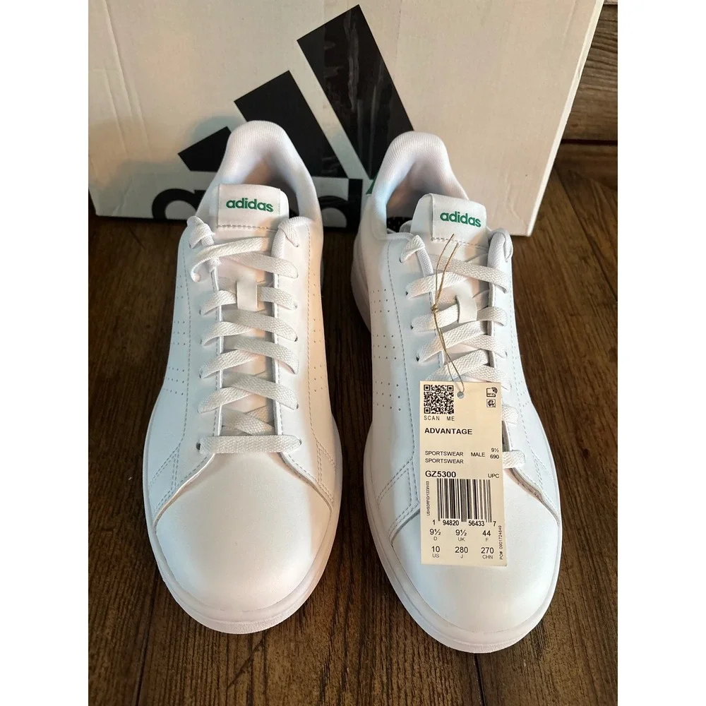 Adidas Advantage Mens Sneakers White Green GZ5300 Low Top Tennis Shoes Size 10